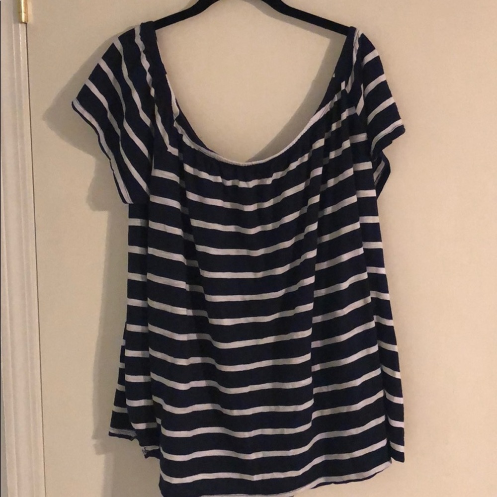 Old Navy blue & white striped off the shoulder top